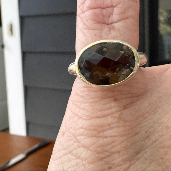 Modernist Smokey topaz and Sterling ring size 5.85 - Picture 2 of 9